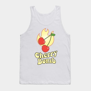 Cherry Bomb and Light Yellow Flaming Design Tank Top